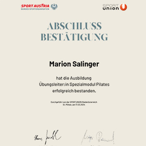 Zertifikat Sportunion Pilates